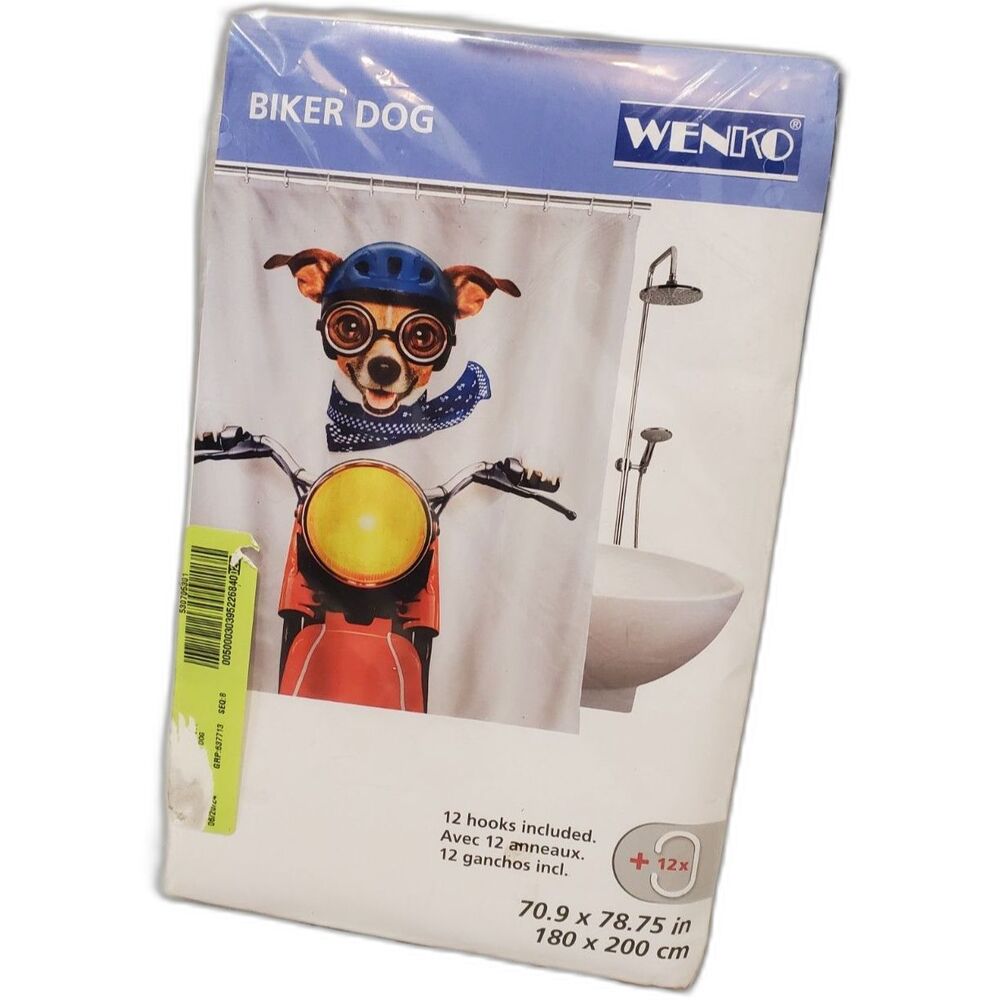 Wenko Biker Dog Shower Curtain 180cm x 200cm 12 hooks